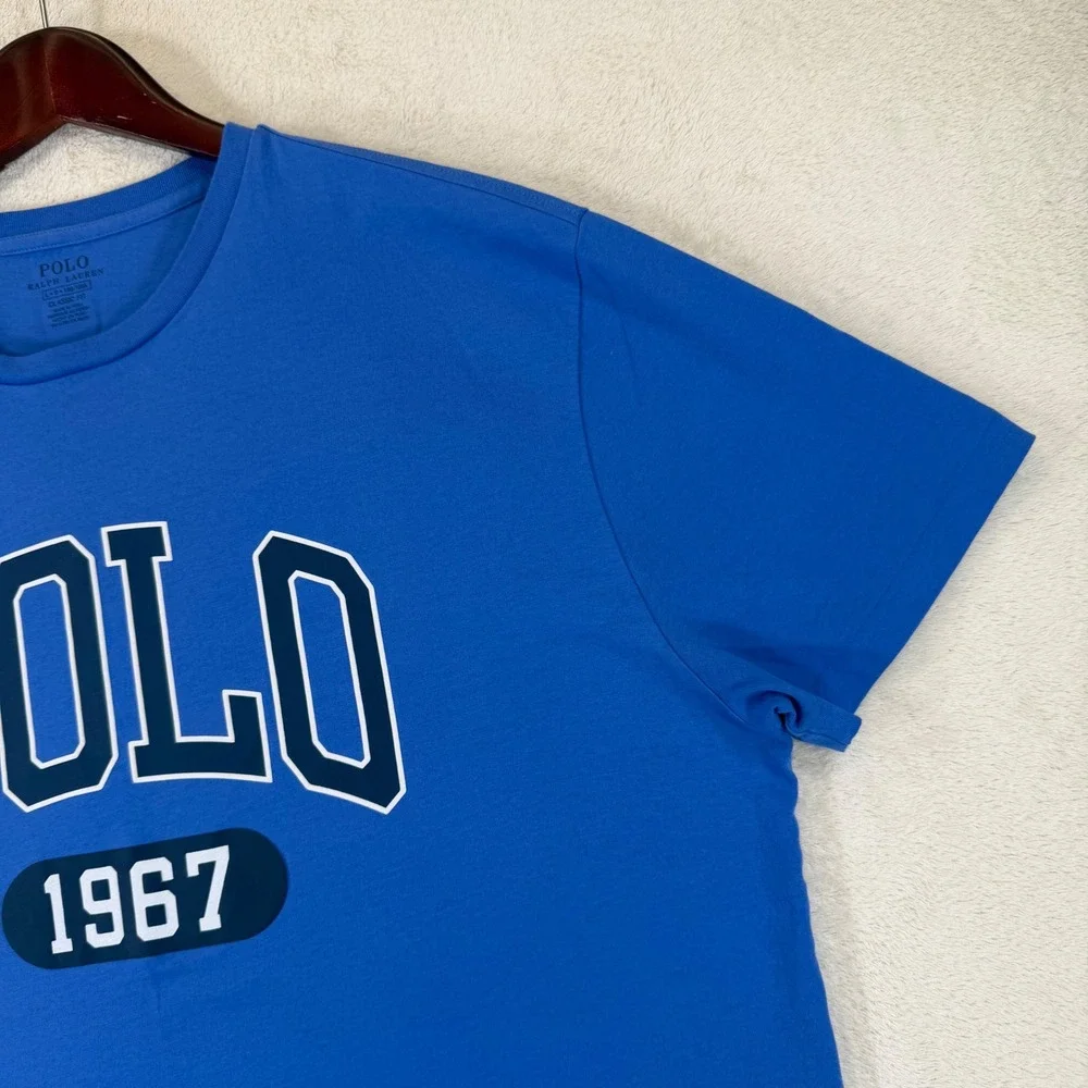 Polo Ralph Lauren Mens Blue Polo 1967 Graphic T-Shirt Classic Fit Large